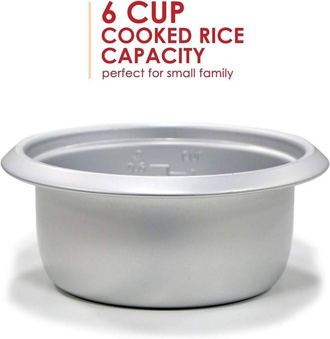 Elite Gourmet ERC-003 Electric Rice Cooker with Automatic Keep Warm Makes Soups, Stews, Grains, Hot Cereals, White, 6 Cups Cooked (3 Cups Uncooked)