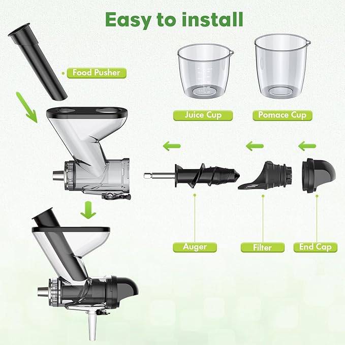 Masticating Juicer Attachment for KitchenAid Stand Mixer, Cold Press Juicer machines with Dual Feed Chute, Slow Masticating Juicer, Attachment for Kitchenaid Mixers