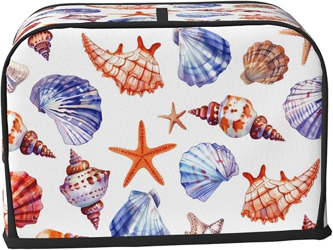 Beach Seashells Toaster Cover 2 Slice, Cute Rural Bread Machine Cover, Washable Dust-Proof Cover for Kitchen Small Appliance Cover,with Top Handle