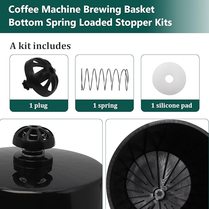 Coffee Machine Brewing Basket Bottom Spring Loaded Stopper Kits for Coffee Makers Brew Basket, Replacement for Mr. Coffee Hamilton Coffee Machine Accessory 990117900 990237500(2 PC)