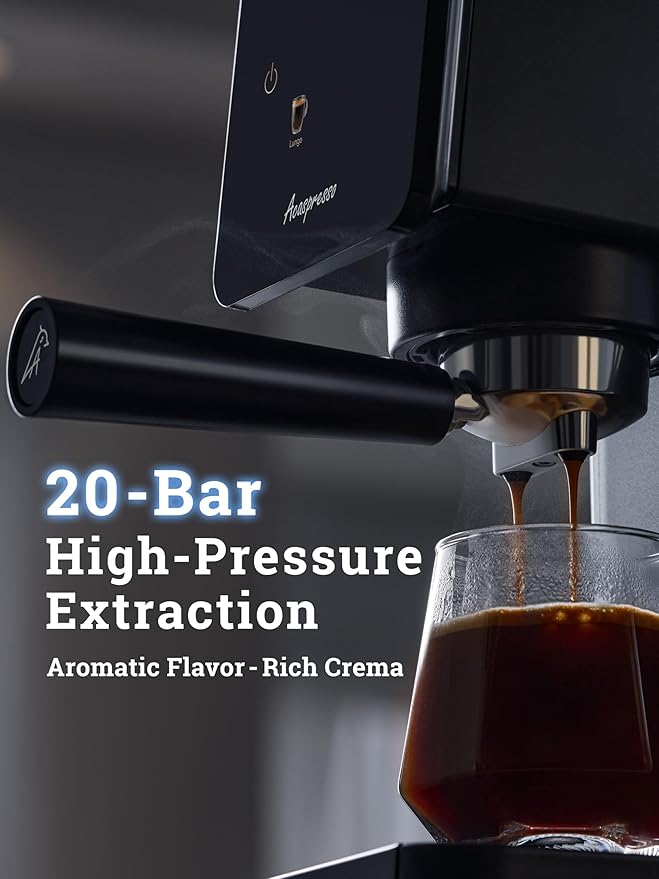 Espresso Machine with Touchscreen, 20 Bar Espresso Maker with Milk Frother and Steam Wand, Cold Brew Coffee Machine for Home, Latte Cappuccino Maker, 41oz Removable Water Tank