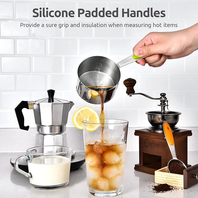 U-Taste 12 Piece Measuring Cups and Spoons Set in 18/8 Stainless Steel : 7 Measuring Cups & 5 Measuring Spoons