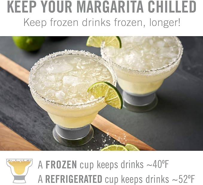 HOST Freeze Stemless Margarita Glasses Double Walled Insulated Gel Chiller Plastic Margarita Cups - Frozen Cocktail Glass, Set of 1, 12 oz, Green
