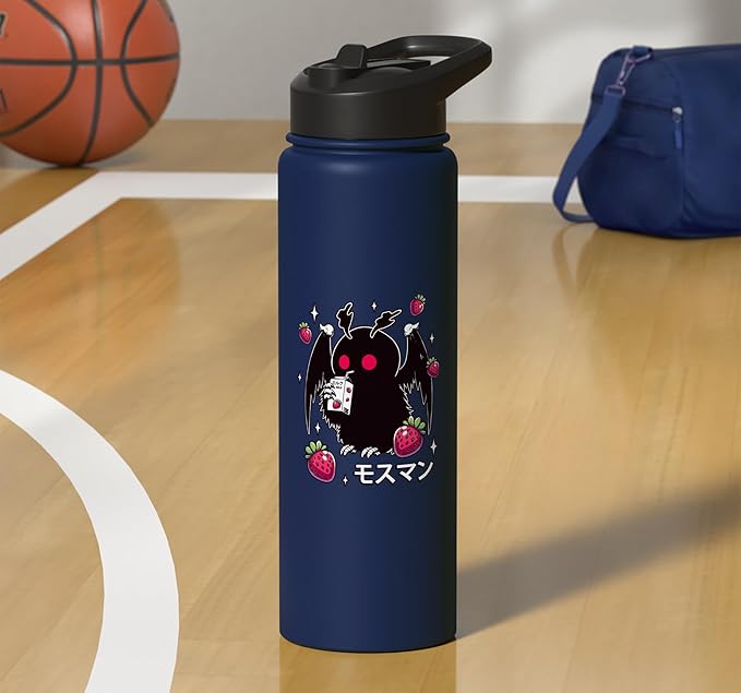 Kawaii Strawberry Milk Shake Carton Mothman Stainless Steel Insulated Water Bottle