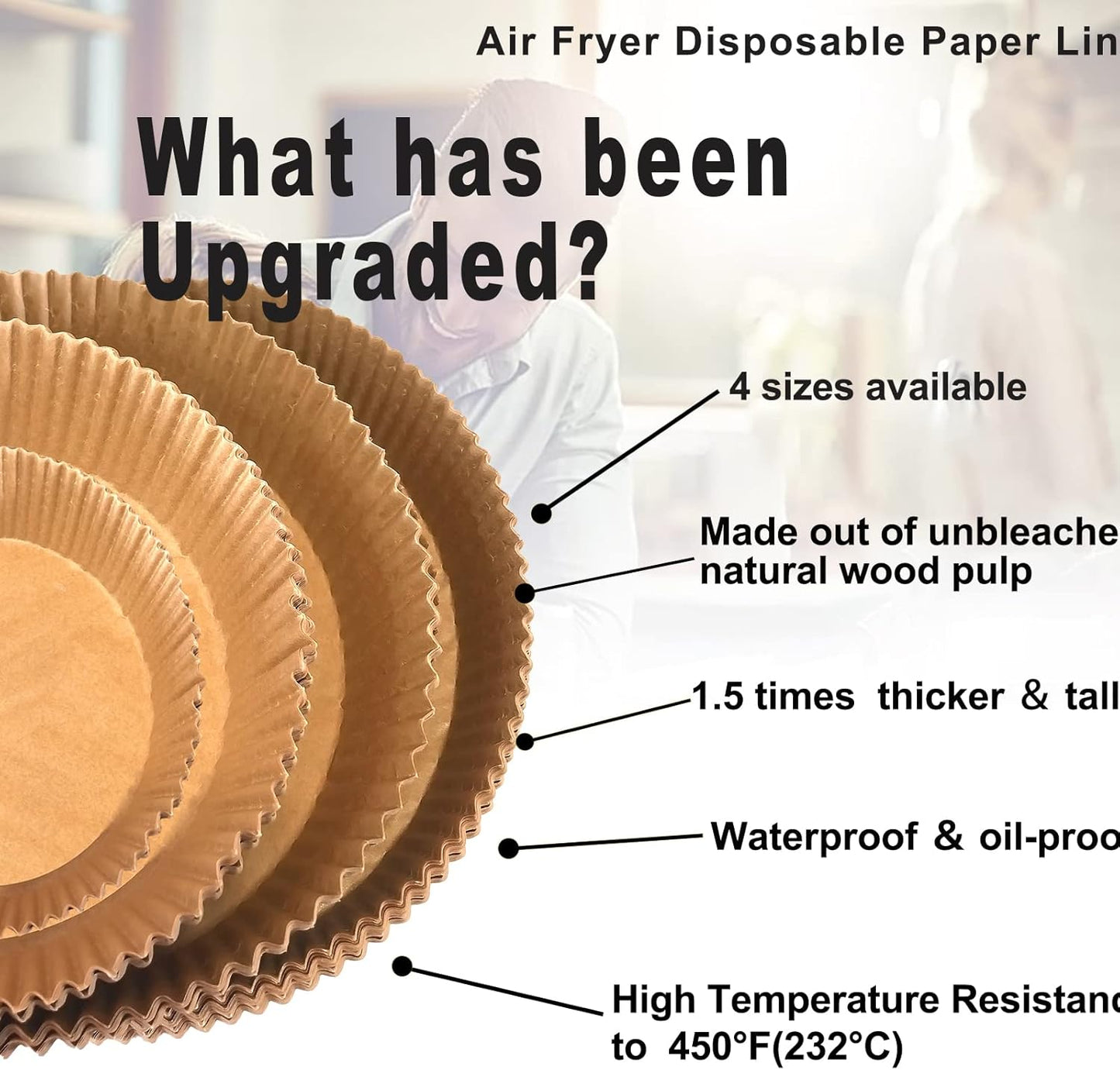 Ninja Power XL Gourmia Air Fryer Disposable Paper Liners - 200pcs, 9 Inch Round Parchment Liners for 4/5/6 qt Air Fryers, Baking Paper for Oven & Microwave