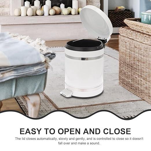 European Style Round Foot Pedal Trash Can with Lid, 12l Household Waste Bin for Bathroom and Office, Sturdy Iron Construction, Step-Operated Covered Garbage Container