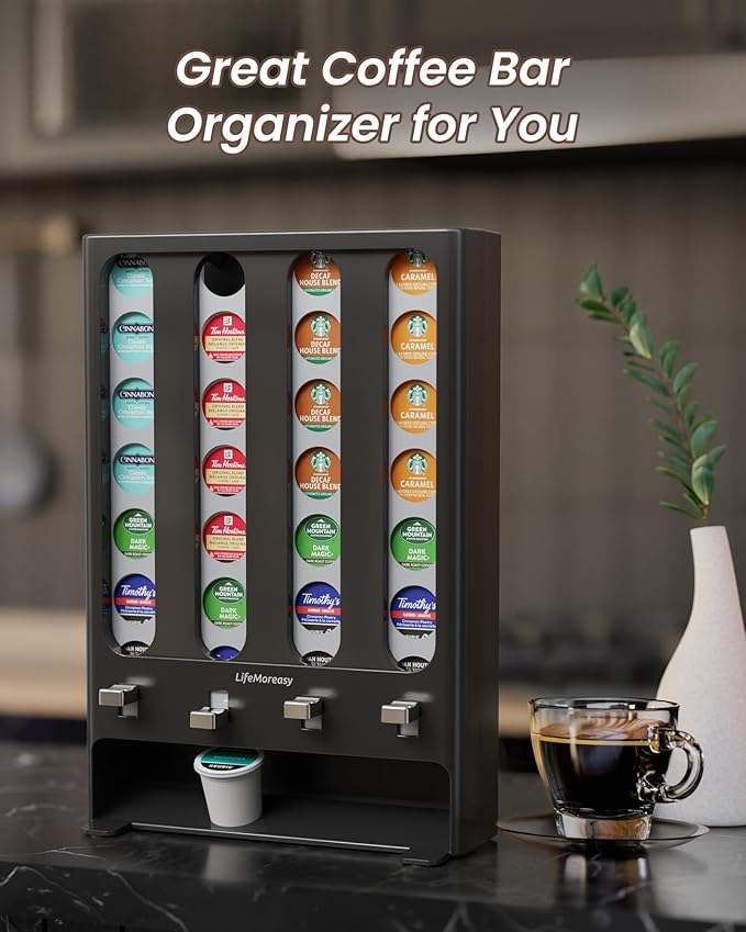 LifeMoreasy K Cup Holder Creative Coffee Pods Storage Stand Vending-Style K Pod Dispenser K Cup Organizer for 28 Pods