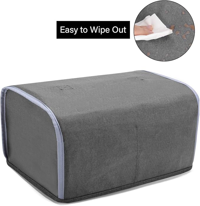 Yarwo 4 Slice Toaster Cover with Pockets and Top Handle, Nylon Toaster Cover Fits for Most 4 Slice Long Slot Toasters, Gray with Grid