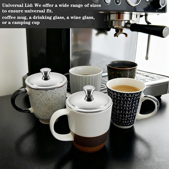 3.1Inch Universal Drink Covers, Stainless Steel Mug Cover, Glass Covers for Drinks, Cocktails, Coffee Mugs, Tea Cups, Beers