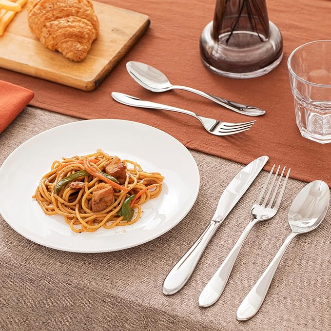 KINGSTONE 40-Piece Silverware Set for 8,18/10 Premium Stainless Steel Flatware Set, for Home, Restaurant, Wedding and Party Use, Mirror-Polished Cutlery Set, Dishwasher Safe