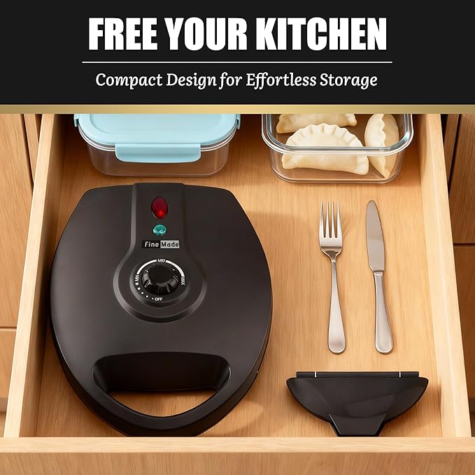 FineMade Electric Empanada Maker Machine with Press Mold,Large Dumpling Maker Press,Pierogi Maker Press Machine,Make 4 Psc of 6 Inches Large Empanadas,Jamaican Beef Patties,Calzones,Pocket Pies,Black