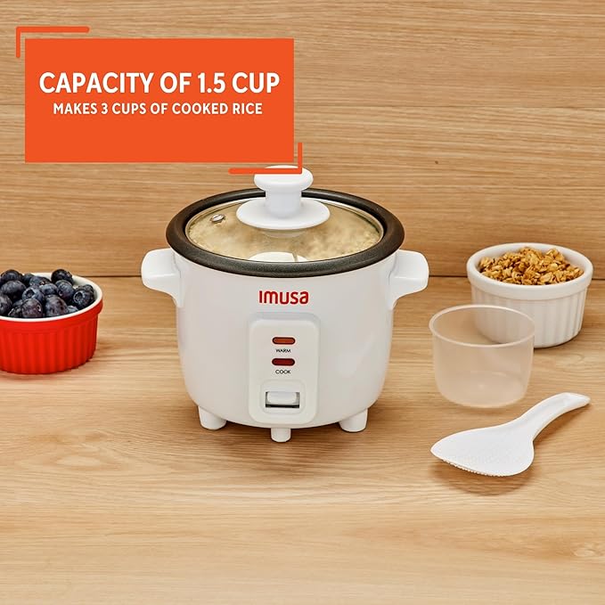 IMUSA 1.5cup Electric Ceramic Rice Cooker, White