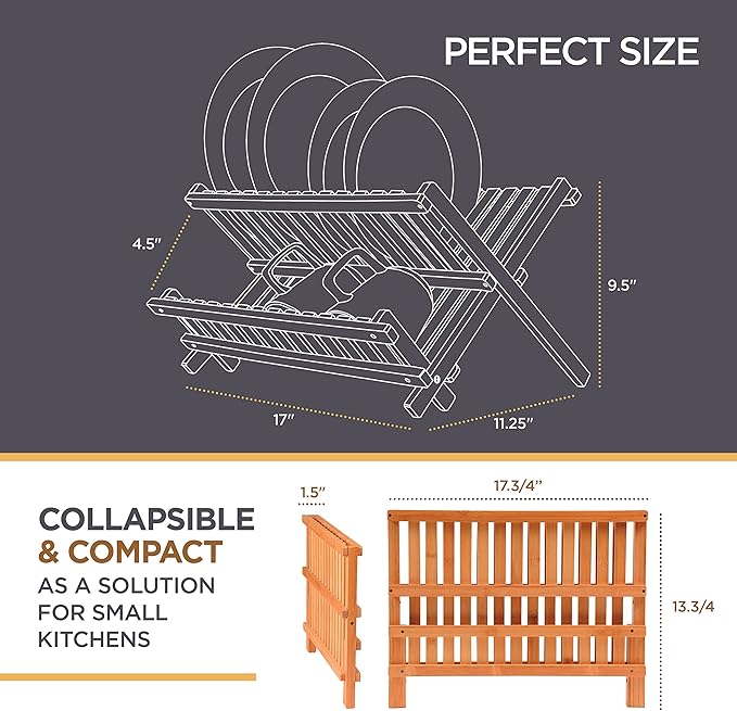 Bambüsi Bamboo Dish Drying Rack and Plate Organizer Set Bundle