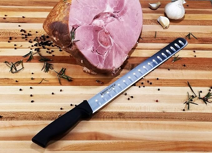 Ergo Chef Prodigy Series 2pc. Set 12-Inch Slicer - Brisket, Roast Carving Knife and Pro Series 8-Inch Meat Carving Fork