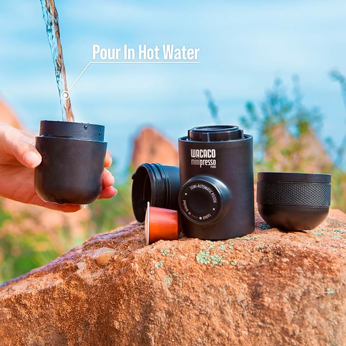 WACACO Minipresso NS, Portable Espresso Machine, Compatible Original NS Capsules, Travel Coffee Maker, Manually Operated from Piston Action
