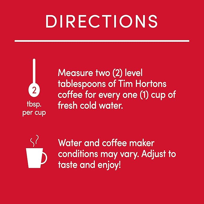 Tim Hortons Original Blend, Medium Roast Ground Coffee, Perfectly Balanced, Always Smooth, Made with 100% Arabica Beans, 12 Ounce (Pack of 6)