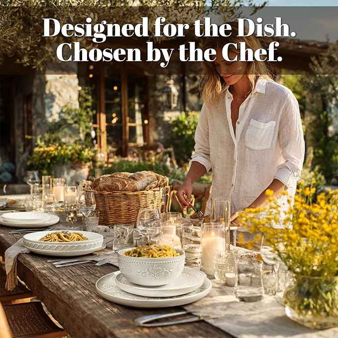 Artena Plates And Bowls Sets, 16 Pieces Dinnerware Sets, Dish Set For 4, Ceramic Kitchen Bowl And Plate Set, Embossed White Dishware Sets, Dishwasher & Microwave Safe (Multiple Patterns)