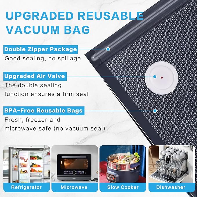 Handheld Vacuum Sealer for Food Powerful Vacuum Sealer Machine,Seal Meal Saver,Portable Food Sealer (Vacuum Sealer Machine + 30 Reusable Vacuum Bags）