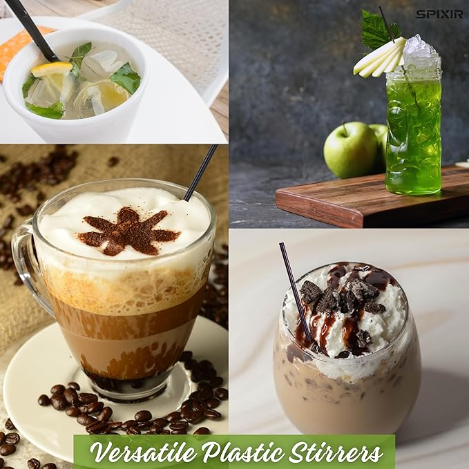 Coffee Stirres, Disposable 7.87-inch Drinking Straws or Coffee-Stirs, 2000pcs Black Straws CoffeeBar Accessories or Cocktail Straws