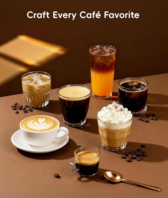 ecozy 4-in-1 Espresso Machine and Coffee Maker Combo with Milk Frother, Cold Brew & Over Ice, Interactive Touch Screen, Stainless Steel, Brezzano Elite Series for Cappuccinos, Lattes, Americanos