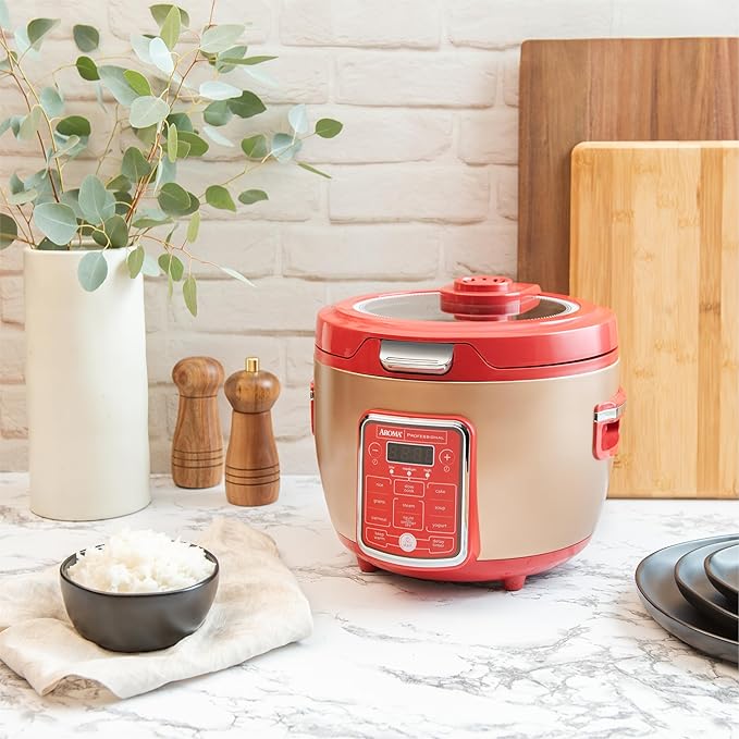 Cool Touch Rice Cooker with Glass Lid, Food Steamer, Slow Cooker, Multicooker with 11 Preset Functions, Steam Tray, Measuring Cup, Rice Spatula, 20 Cups (Cooked)