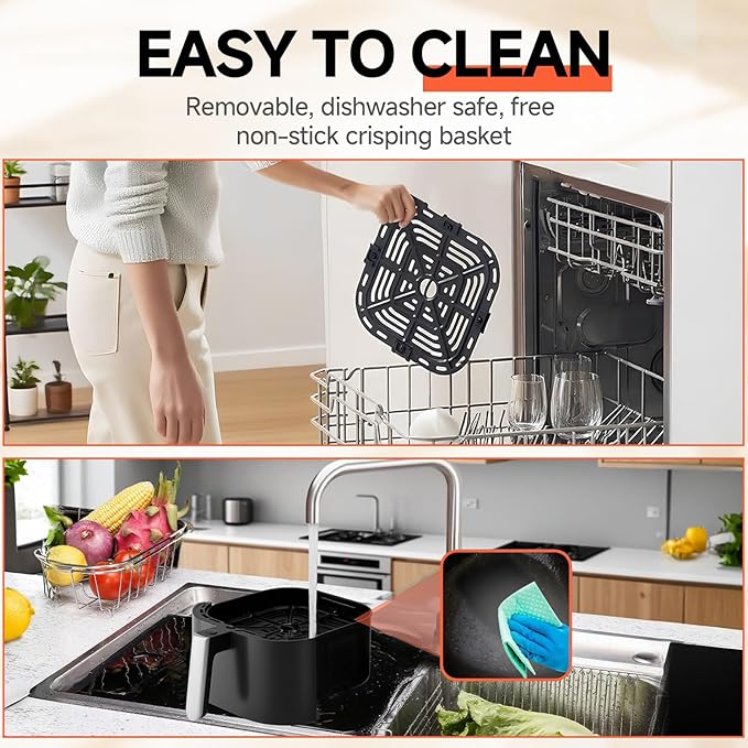 QIDO Air Fryer – 5 QT Compact Airfryer for Quick & Easy Meals in Minutes, 180°- 450°F Precision Heating, Touchscreen Controls with Auto Menus, Nonstick & Dishwasher Safe Basket - Black