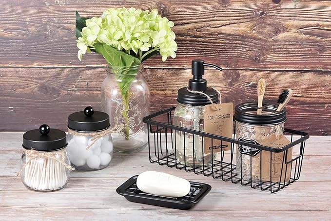 SheeChung Hanging Wall Wire Baskets - Small, 3 Pack - Portable Metal Wall Mount Basket, Farmhouse Rustic Home Food Storage Organizer for Cabinets, Pantry, Closets, Bathroom, Kitchen, Bedroom (Black)