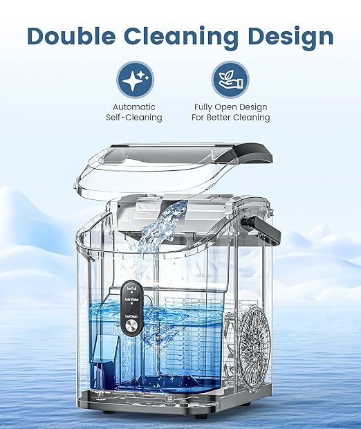 COWSAR Nugget Ice Makers Countertop, Pebble Ice Maker Machine with Soft Chewable Ice, 34Lbs/24H, Self-Cleaning, One-Click Operation, Pellet Ice Maker Countertop for Home/Kitchen/RV/Camping