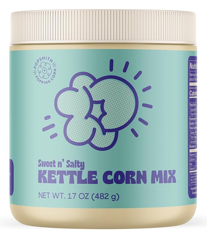 Popsmith Popcorn Kettle Corn Seasoning Mix - 17oz Jar - Sweet n Salty Popcorn Seasoning Powder - Vegan and Gluten-Free - Kettle Corn Popcorn Seasoning Made in USA