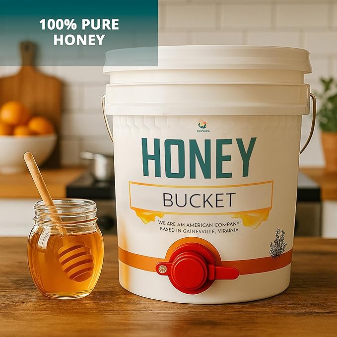 SunVara Honey Bucket 5 Gallon Bucket with Spigot Extractor Equipment Food-Grade PP 20L Capacity