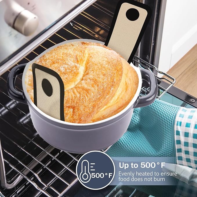 Silicone Bread Sling Oval and Round, 2 PCS Nonstick＆Reusable Bread Baking Mats, Easy-To-Clean Dutch Oven Liners, Sourdough Bread Baking Supplies (Oval and Round, Black)