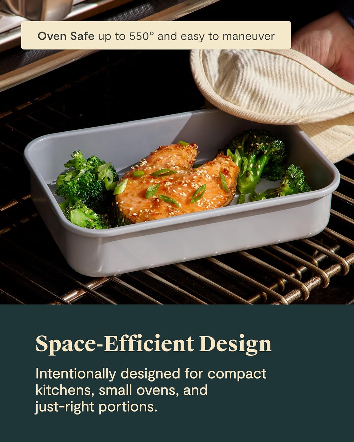 Caraway Nonstick 9” x 6.5” Small Rectangle Baking Pan – Non-Toxic, PTFE & PFOA Free – Aluminized Steel Core – Deep Ceramic Baking Pan for Casseroles, Lasagna & More - Black