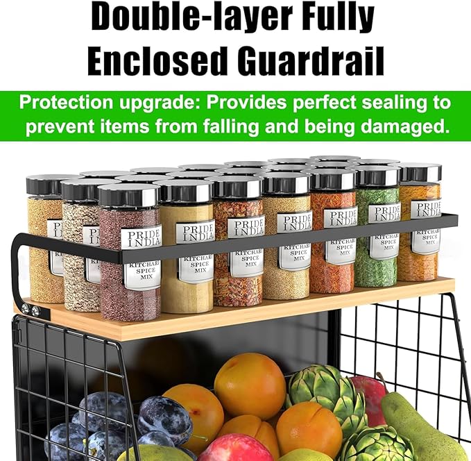 Magnetic Shelf for Fridge with Wood Lid, Fruit Potato & Onion Storage Bins, Magnetic Spice Rack for Refrigerator Pantry Organizer & Storage, Large Container for Refrigerator, Kitchen Counter & Laundry