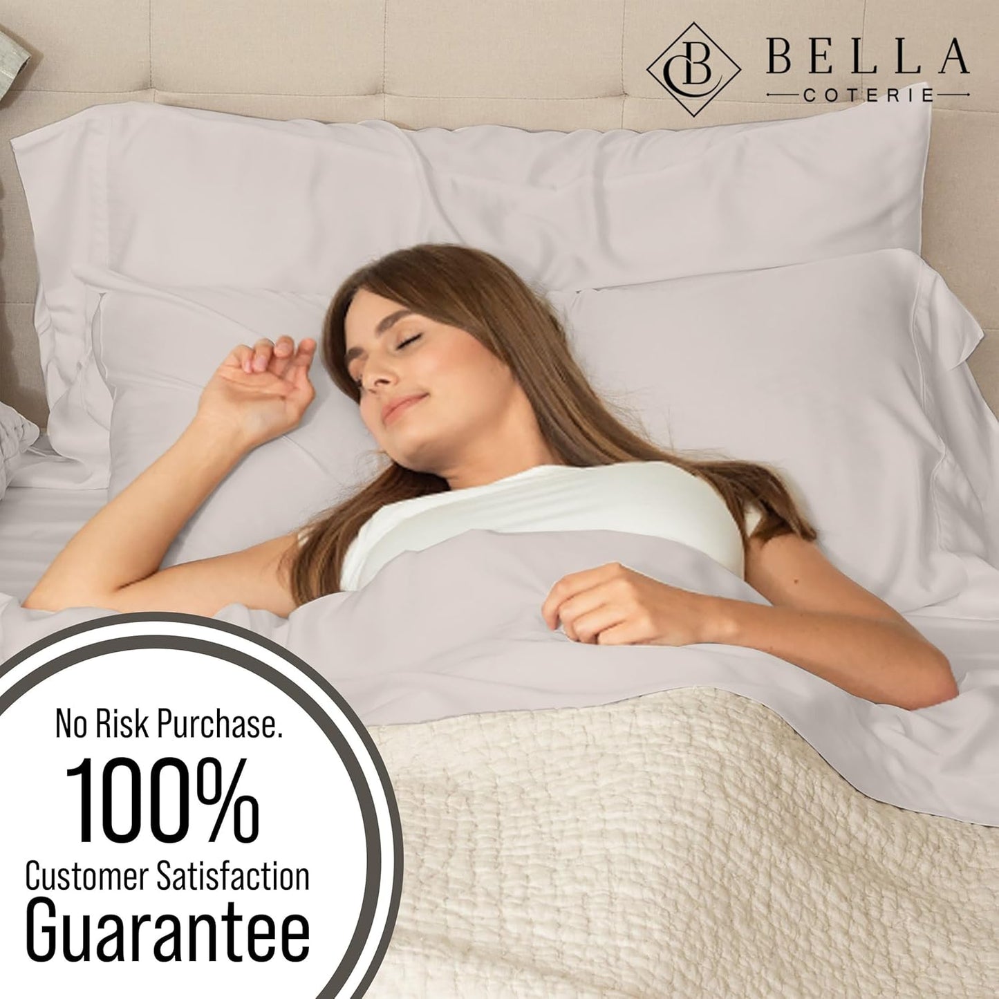 Bella Coterie Luxury Bamboo Viscose King Size Sheet Set | 100% Organically Grown | Ultra Soft | Cooling for Hot Sleepers | 18" Deep Pocket [Dune]