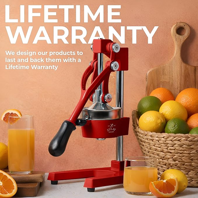 Zulay Kitchen Cast Iron Juicer - Heavy Duty Manual Juicer with Detachable Strainers for Easy Cleaning, Orange Juice Press for Citrus Fruits, Perfect for Bartenders, Juice Lovers & Health Enthusiasts