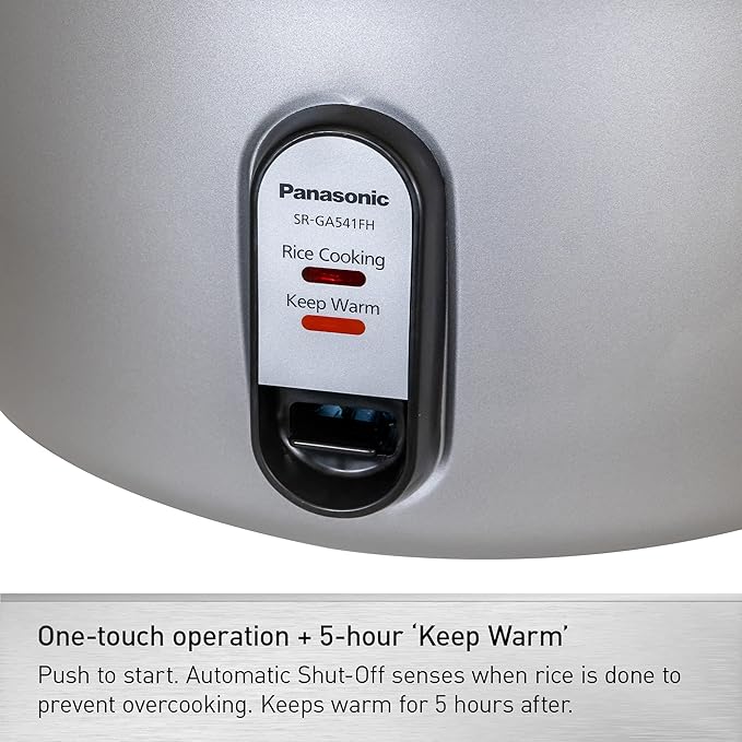Panasonic Commercial Electric Rice Cooker, 120V Extra-Large Capacity 60-Cup (Cooked), 30-Cup (Uncooked) with One-Touch Operation - SR-GA541FH - Silver
