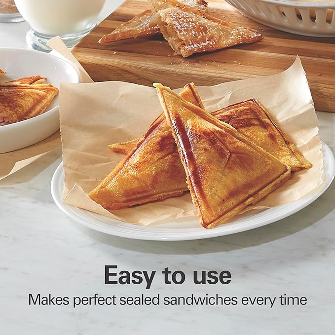 Hamilton Beach Electric Sealed Sandwich Maker Grill with PFAS-Free Nonstick Plates, Makes Stuffed French Toast, Omelets, Compact & Easy to Store, Black (25430G)