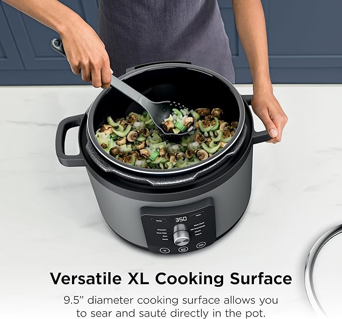Ninja HyperHeat 9-in-1 6.5-qt Pressure Cooker | Steams, Slow Cooks, Sears, Sautés, Sous Vide, Yogurt & More | With SimpliServe Pot | Powerful 1200-Watt | Grey | PC201GY