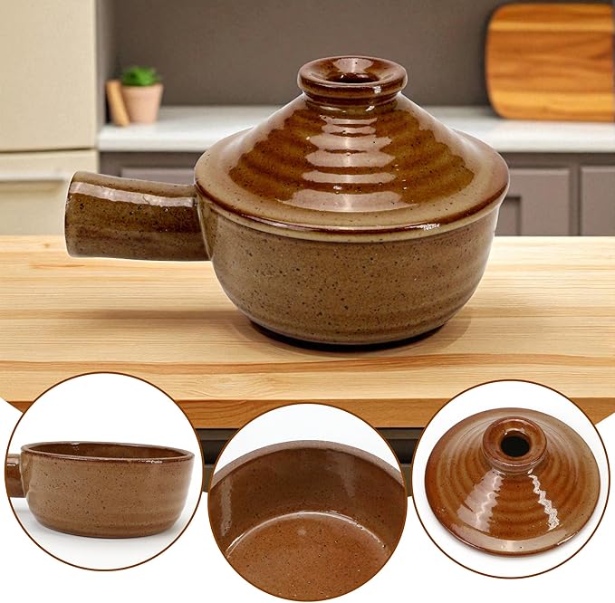 Ceramic Microwave Cooker Egg Poacher with Dome Chimney Lid and Hollow Hand Non Stick Handle – for Household Use, Food Preparation, Delicious Soups – Best Cookware Microwave Steamer Oven Poached Pods