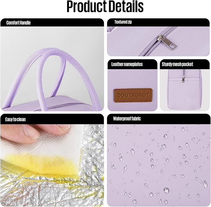 douyadady Lunch Bag Women/Men Lunch Box Women/Men (Lavender)