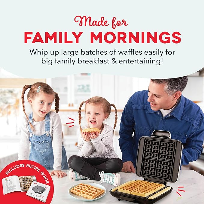 DASH No-Drip Waffle Maker: Waffle Iron 1200W + Waffle Maker Machine For Waffles, Hash Browns, or Any Breakfast, Lunch, & Snacks with Easy Clean, Non-Stick + Mess Free Sides - Aqua