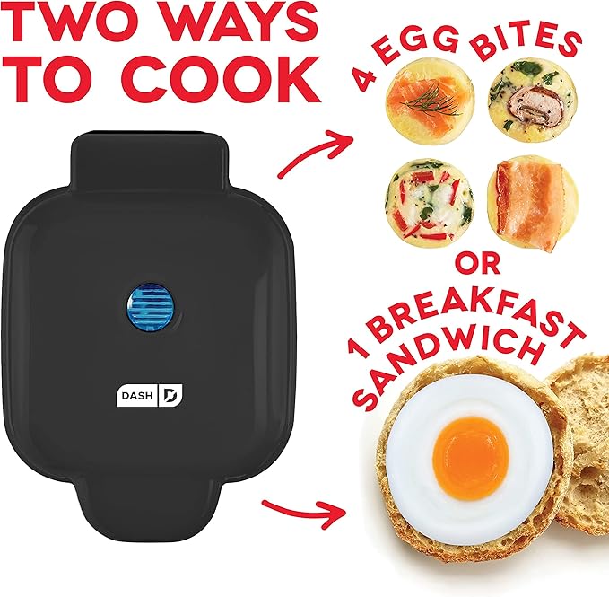 Dash Deluxe Egg Bite Maker - Electric Egg Bite Maker for Healthy Protein Snacks - Quick Cleanup, Space-Saving Design & Non-Slip Feet - 4 Servings, Black
