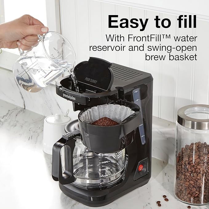 Proctor Silex FrontFill Drip Coffee Maker, Digital & Programmable, 12 Cup Glass Carafe, Black and Silver (43685PS)