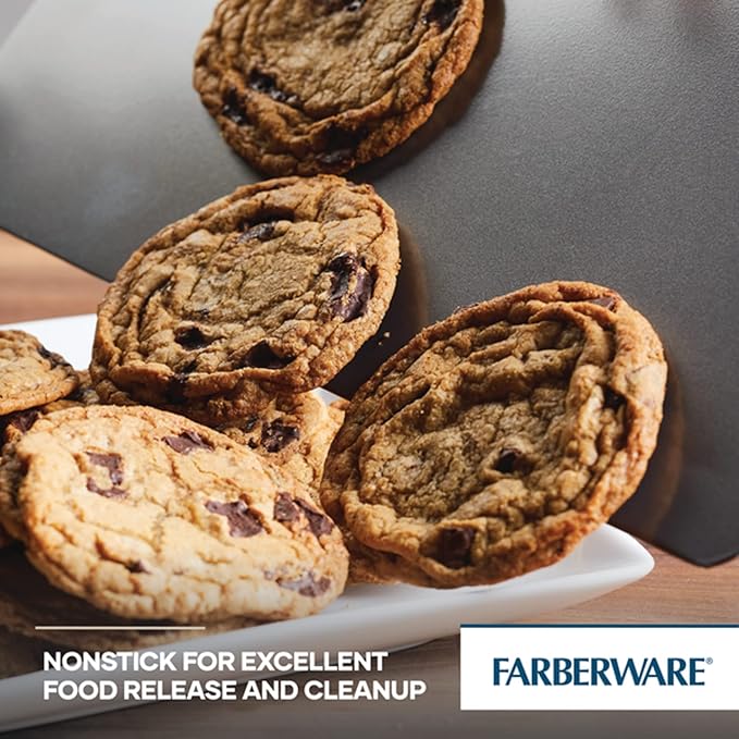 Farberware GoldenBake Nonstick Baking Sheet and Pizza Crisper Pan Set, 2 Piece, Gray (Pack of 2)