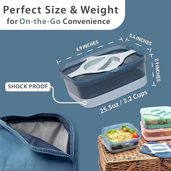 Adult Lunch Box 25.5oz 3 Cups Leakproof Salad and Meal Prep Container Twistlock Lid Reusable BPA-Free Microwave and Dishwasher Safe for Work Lunch (Pink)