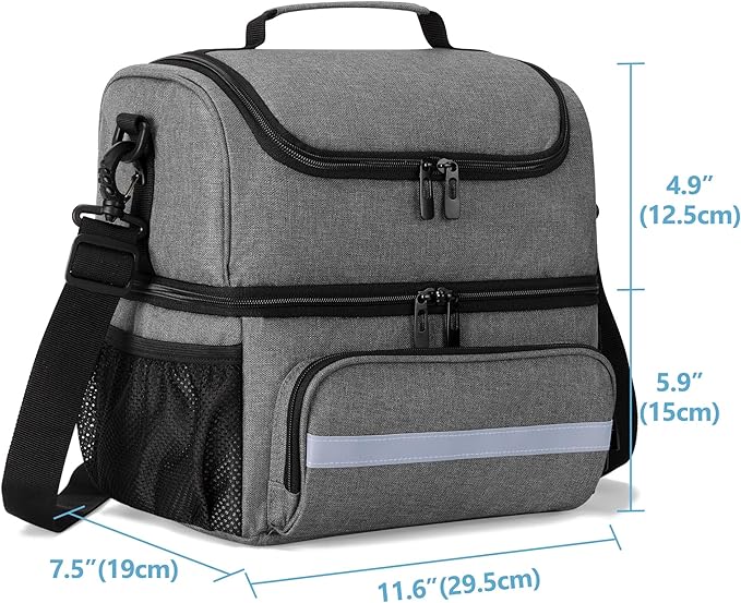 CURMIO Double Layers Medicine Storage Bag, Pill Bottle Organizer Bag with Inner Dividers, Medication Travel Bag for Vitamins, Supplements, Prescription Bottles, Medical Supplies, Gray (Patent Design)