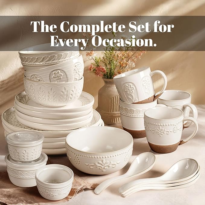 Artena Ramekins Oven Safe, Creme Brulee Ramekins, Embossed White Ceramic Ramiken, Souffle Pudding Custard Cups, Baking Dish, Dipping Bowls, Sauce Cups, Set Of 4 (Multiple Patterns, 8 oz)