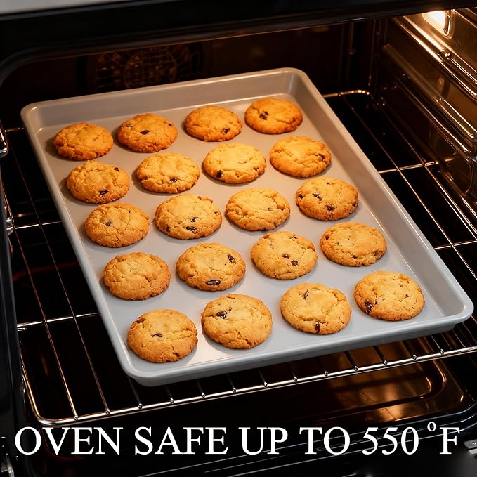 Ceramic Baking Sheet, Cookie Sheets for Baking 14x9", Non-Stick & Non-Toxic Ceramic Coating, 2.2mm Thick Aluminum Oven Trays for Cooking, PTFE & PFOA Free