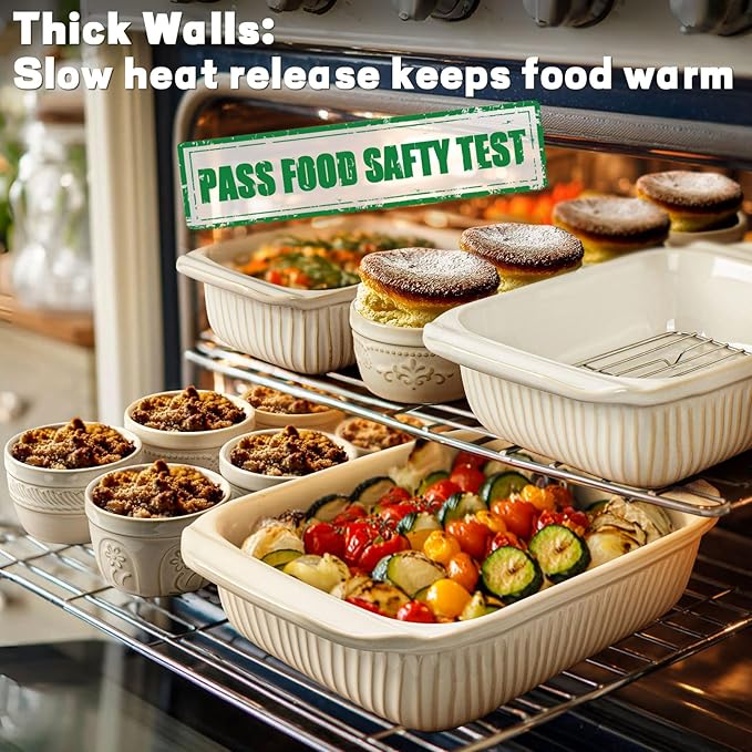 Artena Ramekins Oven Safe, Creme Brulee Ramekins, Embossed White Ceramic Souffle Pudding Custard Cups, Baking Dish, Dipping Bowls, Sauce Cups, Set Of 4 (Wheat Leaf, 4 oz)
