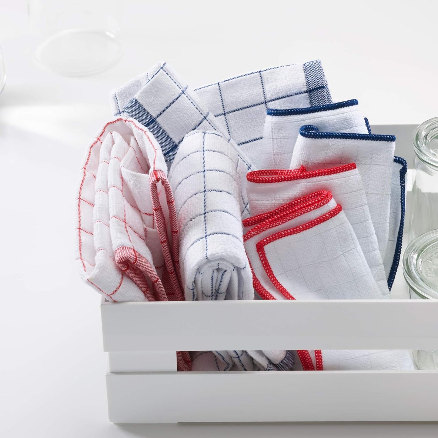 E-Cloth Wash & Wipe Dish Cloth, Microfiber Cleaning Cloth Reusable Paper Towel Alternative Cloths, Dish Towels for Drying Dishes, Glassware, Cookware and Countertops, 100 Wash Guarantee, 2 Count